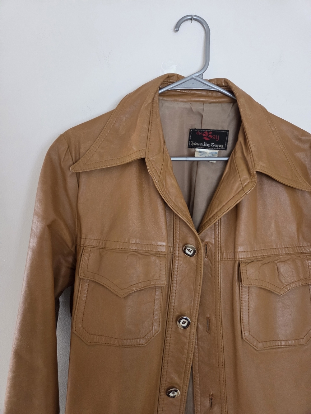 The Bay Vintage Dagger Collar Shirt Jacket Sz S In Congac